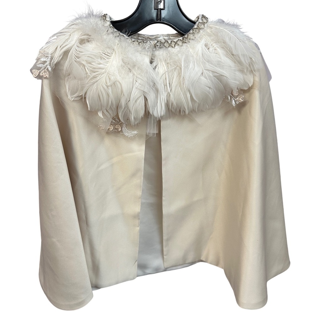 Monique Lhuillier Pottery Barn Kids Cream Feather Cape One Size Girls